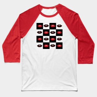 Checkerboard Lips Pattern Baseball T-Shirt